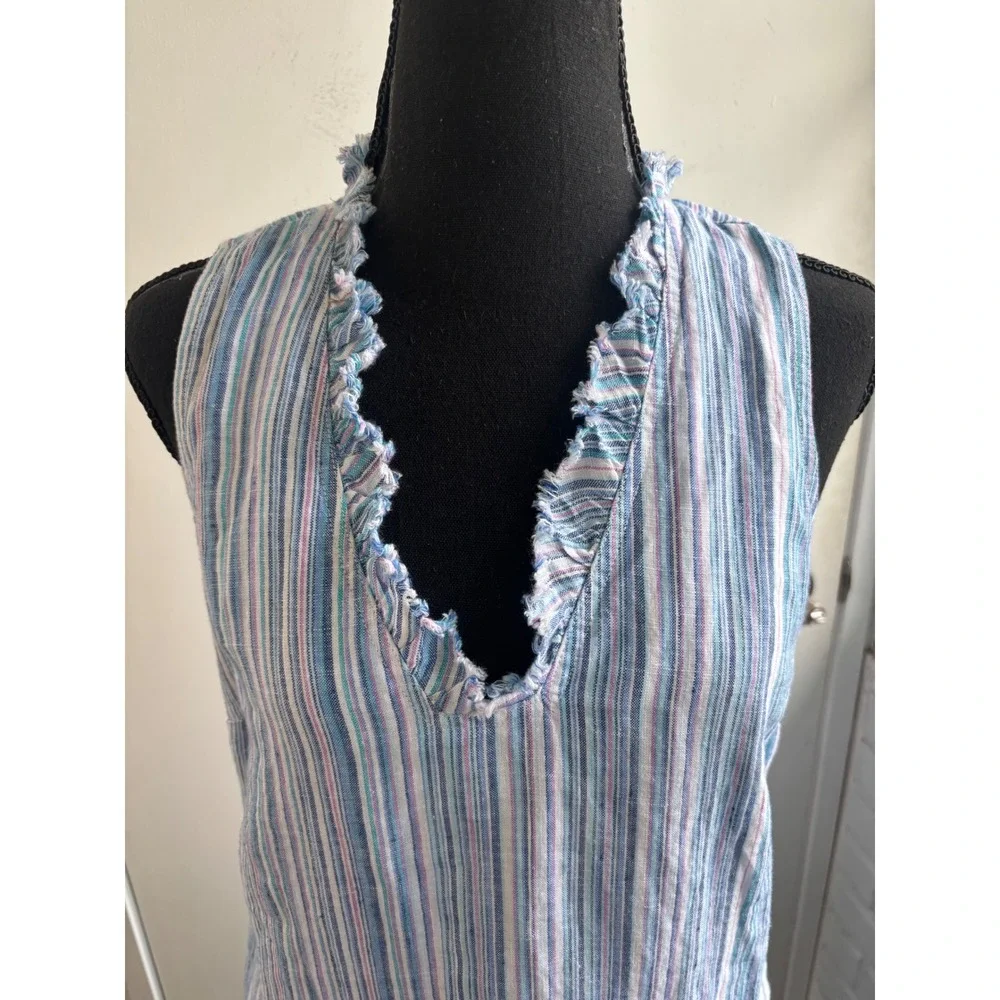 Tommy Bahama‎ Two Palms Double Ruffle Linen Dress Small coastal resortwear boho